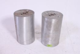 2 retro 1970's chrome cylindrical light shaped - pendant shades with fitted interiors.