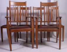 A set of six matching late Victorian Arts & Crafrs solid oak dining chairs beaing RD no 555350 to