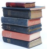 A collection of 19th century Common Prayer Books and Hymn books set within a sectioned oak casket