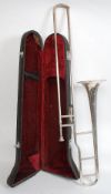 MUSICAL INSTRUMENTS: A cased 20th century trombone by Lark having a B&H lip piece
