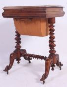 A good Victorian mahogany barleytwist workbox table.