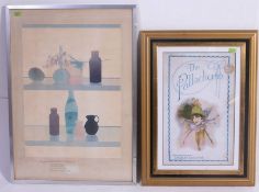 An Elizabeth Osborne Fisbach Gallery Art poster being framed and glazed together with a vintage