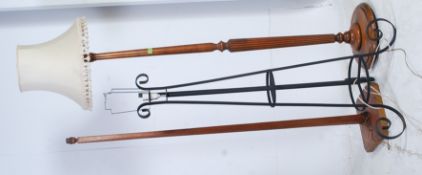 A vintage 1930's Art Deco standard lamp of square form together with a reeded mahogany standard