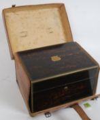 A Victorian coromandel and brass inlaid ladies travel vanity / dressing table box in the manner of