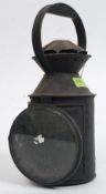 A 1930's / 1940's period military / railway lamp, fluted vents to top with carry handle.