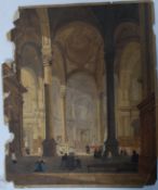 After TLS Rowbotham; A good 19th century watercolour painting on card of an abbey / cathedral.