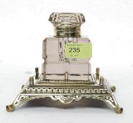 A fabulous Victorian cut glass and brass based inkwell.