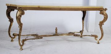 A vintage 1950's green onyx / marble and gilt metal rectangular  rococo coffee table of rococo form