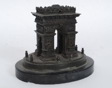 Good quality late nineteenth century Grand Tour bronze Arc de Triomphe with hinged top forming a