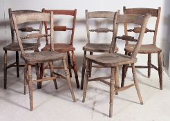 A set of 6 Victorian Beech & Elm Windsor Oxford bar back chairs, with turned supports,