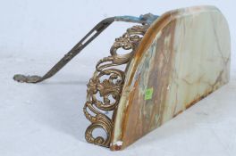 A vintage 1950's green onyx / marble and gilt metal rectangular  wall mounted console table.