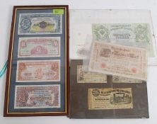 A collection of framed bank notes - British Armed Forces issue - Special Voucher to include 3 x £1