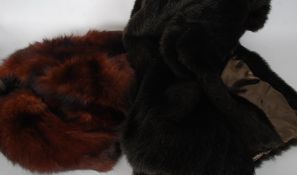 A vintage fur shawl along with a vintage simulation Mink fur coat