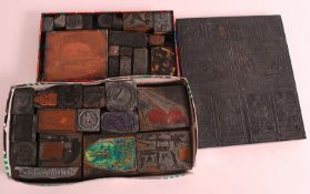 A collection of vintage 20th century printers printing blocks mostly relating to the pub / brewery