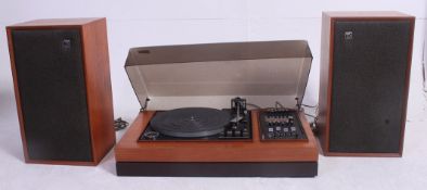 A vintage 1970's Teak wood and smoked acryllic top Hi-Fi centre by Dynatron together with the 2