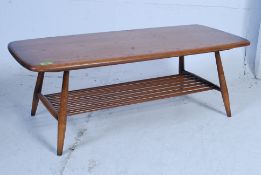 Ercol Golden Dawn Windsor pattern, elm rectangular coffee table with under-tier,