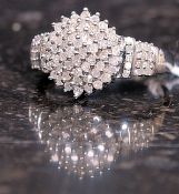 A 9ct white gold ladies cluster ring having approx 1ct of diamonds. Total weight 5.