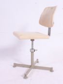 An excellent mid 20th century Industrial metal office - clerks - machinists swivel chair having