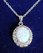 A white metal 925 silver and cz pendant necklace