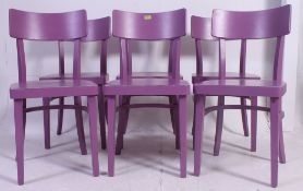 A set of 6 contemporary cafe chairs. Original paintwork to the beechwood solid frames.
