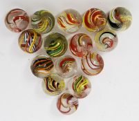 A very good collection of 15 19th century Victorian glass marbles.