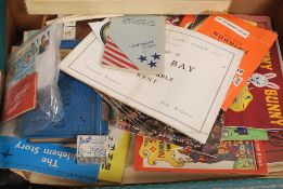 A box of ephemera to include vintage children's magazines and literature, early theatre programmes,