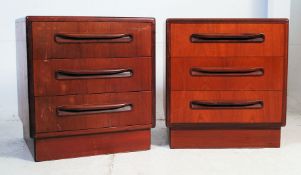 A Pair of retro 1970's G-Plan teak wood bedside chests of drawers - cabinets.