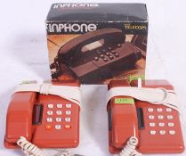 2 vintage 1970's Orange BT trimline Viscount telephones together with a boxed vintage BT Inphone.