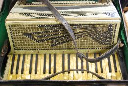 MUSICAL INSTRUMENT: A vintage 20th century Castello Soprani Settimio accordion complete with the