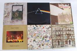 A collection of vinyl LP records to include Led Zeppelin x 4, Pink Floyd,