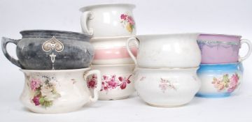 A collection of ceramic Staffordshire china chamber pots to include examples by Shelley, CWS etc.