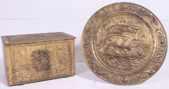 A brass coal box,