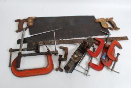 A good collection of antique and vintage carpenters wood working tools to include a Tyzak Elephant