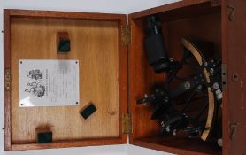 A vintage 1974 Cooke & Sons Sextant, within the original case.