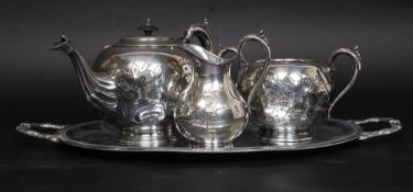 A good silver plated early 20th century part service comprising teapot,