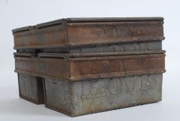 A collection of 4x original kitchenalia Hovis bread baking advertising tins,