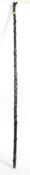 A handmade tall walking stick - crook constructed from blackthorn wood and ebonised.