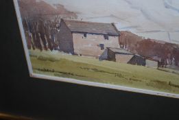 Roope, Len ; ' Skiddaw Winter ' original watercolour painting. Framed and glazed.