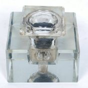 A Victorian cut glass clerks inkwell of unusual design. Minor reservoir leading off main well.