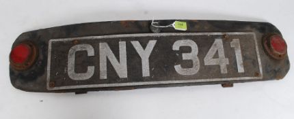 A mid 20th century vintage motoring interest registration plate CNY 341.