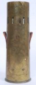 A World War One 1915 brass artillery shell converted to a floor vase bearing military markings to