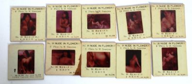 A collection of 1950's erotic Japanese viewing slides ' Nude in Flower ' photos by M Samejima