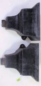 A pair of early 20th century cast iron Gutter hopper tops of shaped angular form.