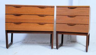A vintage retro 1970's Europa teak wood chest of drawers raised on angled feet.