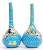 A pair of antique signed Japanese Satsuma oriental vases. 9.75inches tall.