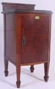 An Edwardian mahogany inlaid bow front bedside cabinet - pot cupboard together with bedroom chair.