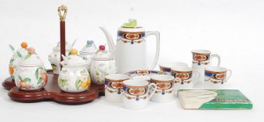 A fine porcelain service set along with a Crown Victoria coffee service.