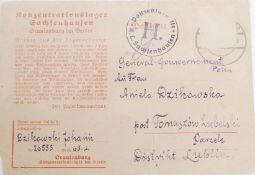 An original WWII Nazi Sachsenhausen concentration camp letter. Handwritten by a prisoner of war.