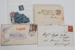 STAMPS; A collection of Victorian stamps to include approx 35 Penny 1d blues,