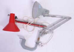 A fabulous vintage industrial unusual fixed double support armed anglepoise light lamp,